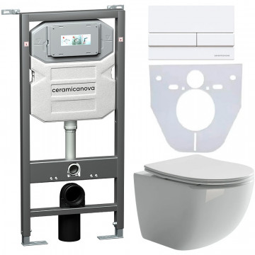 Комплект унитаза с инсталляцией Ceramica Nova Forma CN3009_1002W_1000 с белой клавишей смыва