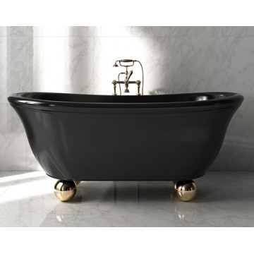 Ванна Devon&Devon Aurora Bijoux AURBIJOTMCGLO nero/nero+SFUD42652OT 171х87 со слив-выпуском черный глянцевый, ножки Sfera золото светлое