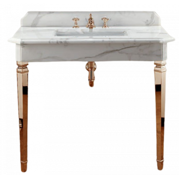 Раковина с консолью Devon&Devon Epoque DEEPOQUEMCAOT/F3 золото/белый мрамор
