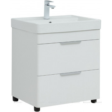 Тумба с раковиной Aquanet Ирис new 60 (2 ящика) белый глянец