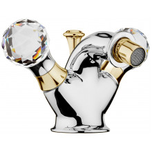 Смеситель для биде Webert Karenina KA710102017 c донным клапаном, хром, золото, ручки Swarovski