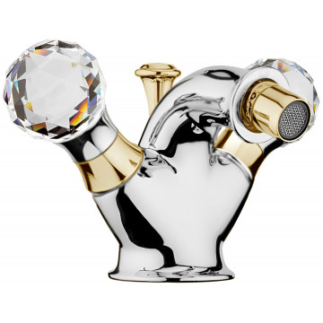 Смеситель для биде Webert Karenina KA710102017 c донным клапаном, хром, золото, ручки Swarovski