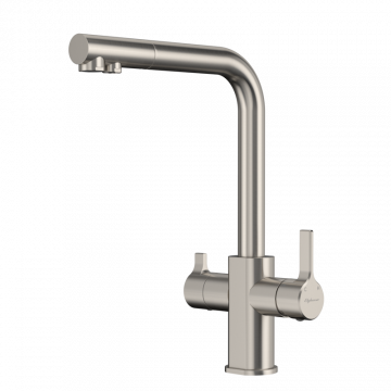 Смеситель Elghansa KITCHEN Pure Water 56А5511-Steel для кухни однорычажный (для фильтра) с бок. переключателем