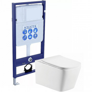 Комплект Aquatek Set Либра N: инсталляция Standard INS-0000012 (без клавиши и крепежа), унитаз Либра New AQ0530N-00 с тонким сиденьем soft-close