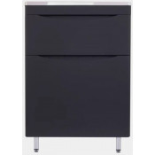 Тумба с раковиной Style Line Бергамо мини 60 (2 ящ.) люкс антискрейтч черный