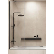 Шторка для ванной Veconi Palau PL84B-70-01-C7 70 черный матовый/прозрачное