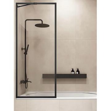Шторка для ванной Veconi Palau PL85B-90-01-C7 90 черный матовый/прозрачное