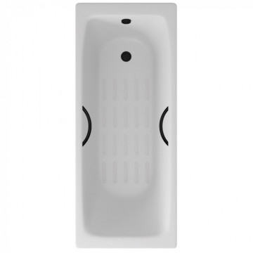 Чугунная ванна Delice Biove DLR220509RB-AS 170x75 с черными матовыми ручками и антискользящим покрытием, белый