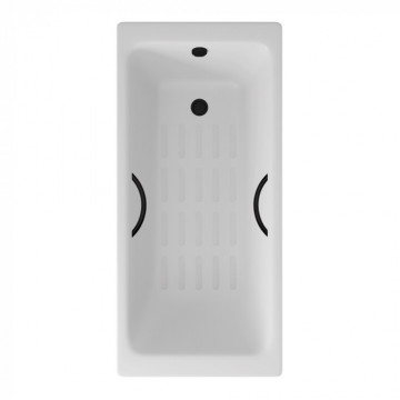Чугунная ванна Delice Parallel DLR220504RB-AS/DLR000001 160x70 с черными матовыми ручками, ножками и антискользящим покрытием, белый