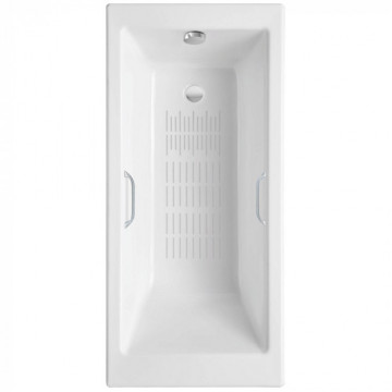 Чугунная ванна Delice Eclat DLR230621R-AS 170x70 с отверстиями под ручки и антискользящим покрытием, белый