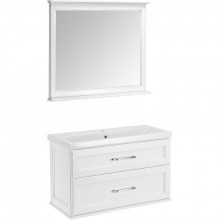 Комплект мебели для ванной ASB-Woodline Венеция 1195601 100 белый/патина серебро