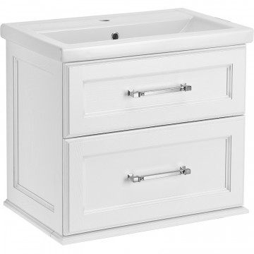 Тумба с раковиной ASB-Woodline Венеция 11955/16697 70 белый/патина серебро