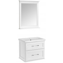 Комплект мебели для ванной ASB-Woodline Венеция 1195501 70 белый/патина серебро