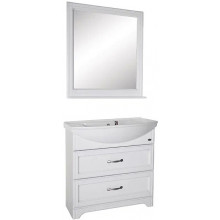 Комплект мебели для ванной ASB-Woodline Берта 1012302 85 белый патина серебро
