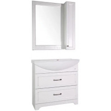 Комплект мебели для ванной ASB-Woodline Берта 1012303 85 белый патина серебро