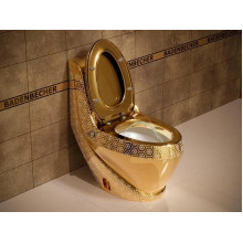 Унитаз моноблок Badenbecher, с функцией биде, крышка микролифт, золотой, 8616ABG
