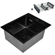Мойка для кухни Wisent WWS34050B с сифоном GER019 и коландером 302644В 40x50 графит