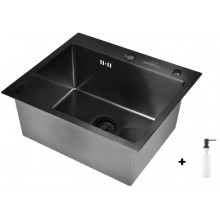 Мойка для кухни Wisent WS35044B с дозатором 405B и сифоном GER019 50x44 графит