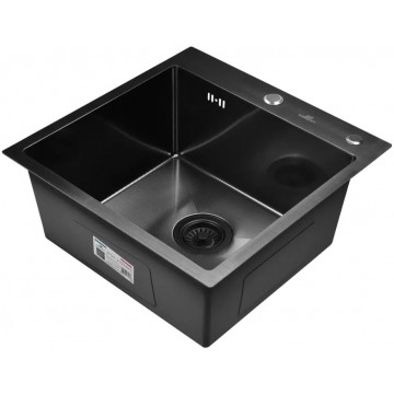 Мойка для кухни Wisent WGS35050F с сифоном GER019 50x50 графит