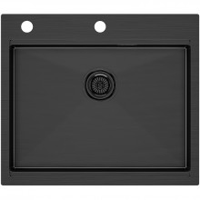 Мойка для кухни Paulmark Brim-Pro PM705951-GM 59x51 вороненая сталь