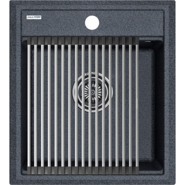 Мойка для кухни Paulmark StepIA PM114651-DG 46x51 c ролл-матом R375-BS графит