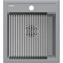Мойка для кухни Paulmark StepIA PM114651-GRS 46x51 c ролл-матом R375-BS серый дым
