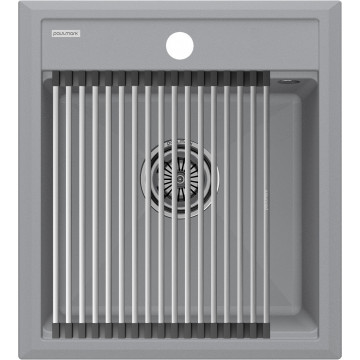 Мойка для кухни Paulmark StepIA PM114651-GRS 46x51 c ролл-матом R375-BS серый дым