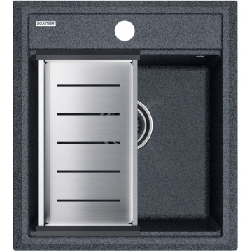 Мойка для кухни Paulmark StepIA PM114651-DG 46x51 с коландером A375-BS графит