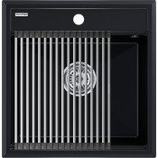 Мойка для кухни Paulmark StepIA PM115051-BLM 50x51 с ролл-матом R375-BS черный металлик