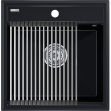 Мойка для кухни Paulmark StepIA PM115051-BLM 50x51 с ролл-матом R375-BS черный металлик