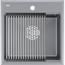 Мойка для кухни Paulmark StepIA PM115051-GRM 50x51 с ролл-матом R375-BS серый металлик