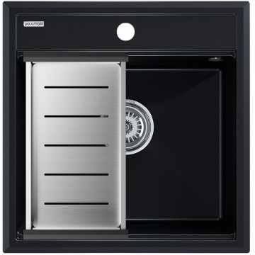 Мойка для кухни Paulmark StepIA PM115051-BLM 50x51 с коландером A375-BS черный металлик