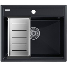 Мойка для кухни Paulmark StepIA PM115951-BLM 59x51 с коландером A375-BS черный металлик