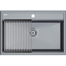 Мойка для кухни Paulmark StepIA PM117551-GRM 75x51 с ролл-матом R375-BS серый металлик