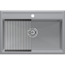 Мойка для кухни Paulmark StepIA PM117551-GRS 75x51 с ролл-матом R375-BS серый дым