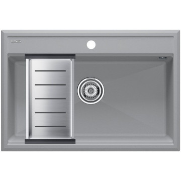 Мойка для кухни Paulmark StepIA PM117551-GRS 75x51 с коландером A375-BS серый дым