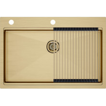 Мойка для кухни Paulmark Vast-Pro PM707551-BG 75x51 с ролл-матом R405-BG брашированное золото