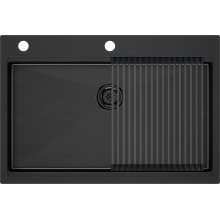 Мойка для кухни Paulmark Vast-Pro PM707551-GM 75x51 с ролл-матом R405-GM вороненая сталь