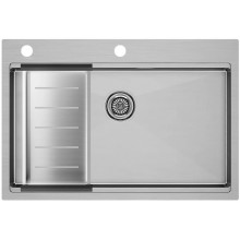 Мойка для кухни Paulmark Vast-Pro PM707551-BS 75x51 с коландером A405-BS брашированная сталь