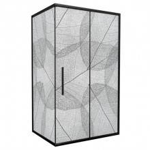 Душевой уголок AvaCan FB 140-160 + SB 80 MT 140-160x80 профиль черный/стекло матовое с рисунком