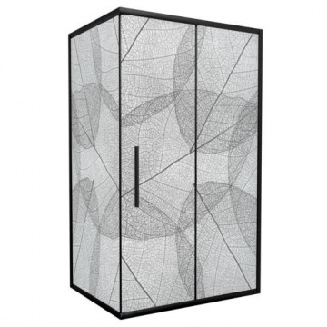 Душевой уголок AvaCan FB 160-180 + SB 100 MT 160-180x100 профиль черный/стекло матовое с рисунком