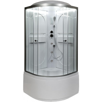 Душевая кабина AvaCan L610LED+GM 100х100 с подсветкой и гидромассажем хром/прозрачное