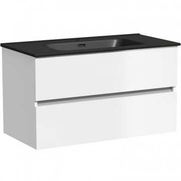 Тумба с раковиной Sancos Urban UR90W/CN7002MB 90 белый глянец