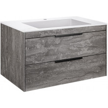 Тумба с раковиной Vincea Chiara 2D VMC-2C2800GS/VCB-13800W 80 серый камень