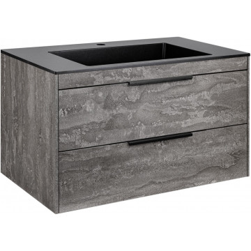 Тумба с раковиной Vincea Chiara 2D VMC-2C2800GS/VCB-13800B 80 серый камень