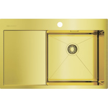 Кухонная мойка Omoikiri Akisame 78-LG-R с крылом, чаша справа, светлое золото 4973086