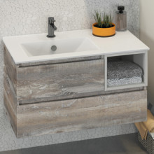 Тумба-умывальник Comforty Турин-90L дуб бежевый с раковиной Comforty 9090EL