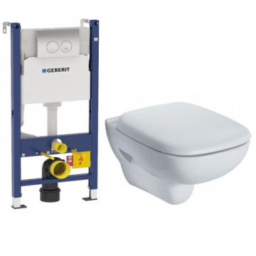 Подвесной унитаз с инсталляцией комплект Geberit Сет 4 в 1 Duofix+Delta 21+Sjoss RP313100600