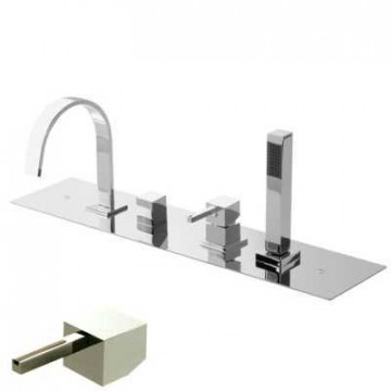 Смеситель Bandini Ice Cube 2 766140SN05LR для ванны/душа, никель/ручка белый дуб