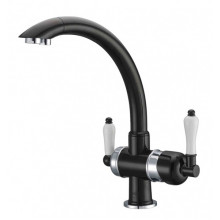 Смеситель Zorg Clean Water ZR 327 YF-CR-BL METALL для кухни под фильтр, цвет хром-черный металл
